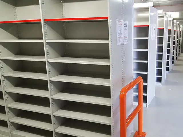 Rows of RUT Shelving With Barrier