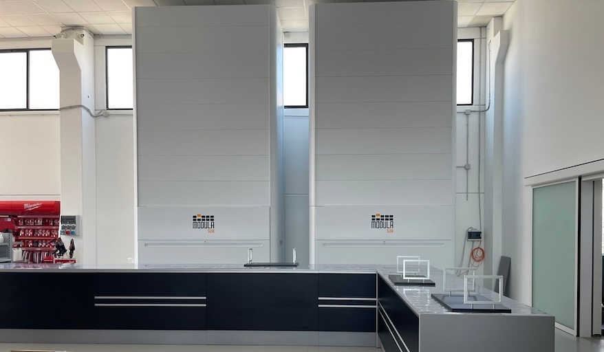 Two Modula Slim Automated Storage Machines in Use